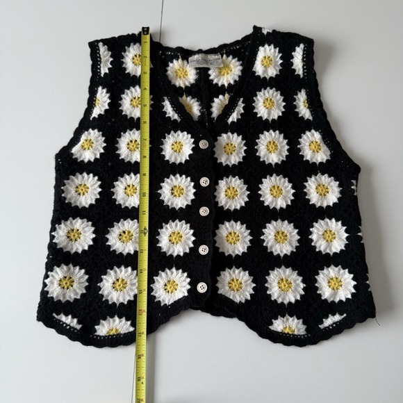 Vtg Y2K Lulla Collection Daisy Knit Sweater Vest Women's One Size Spring Floral - Picture 5 of 6
